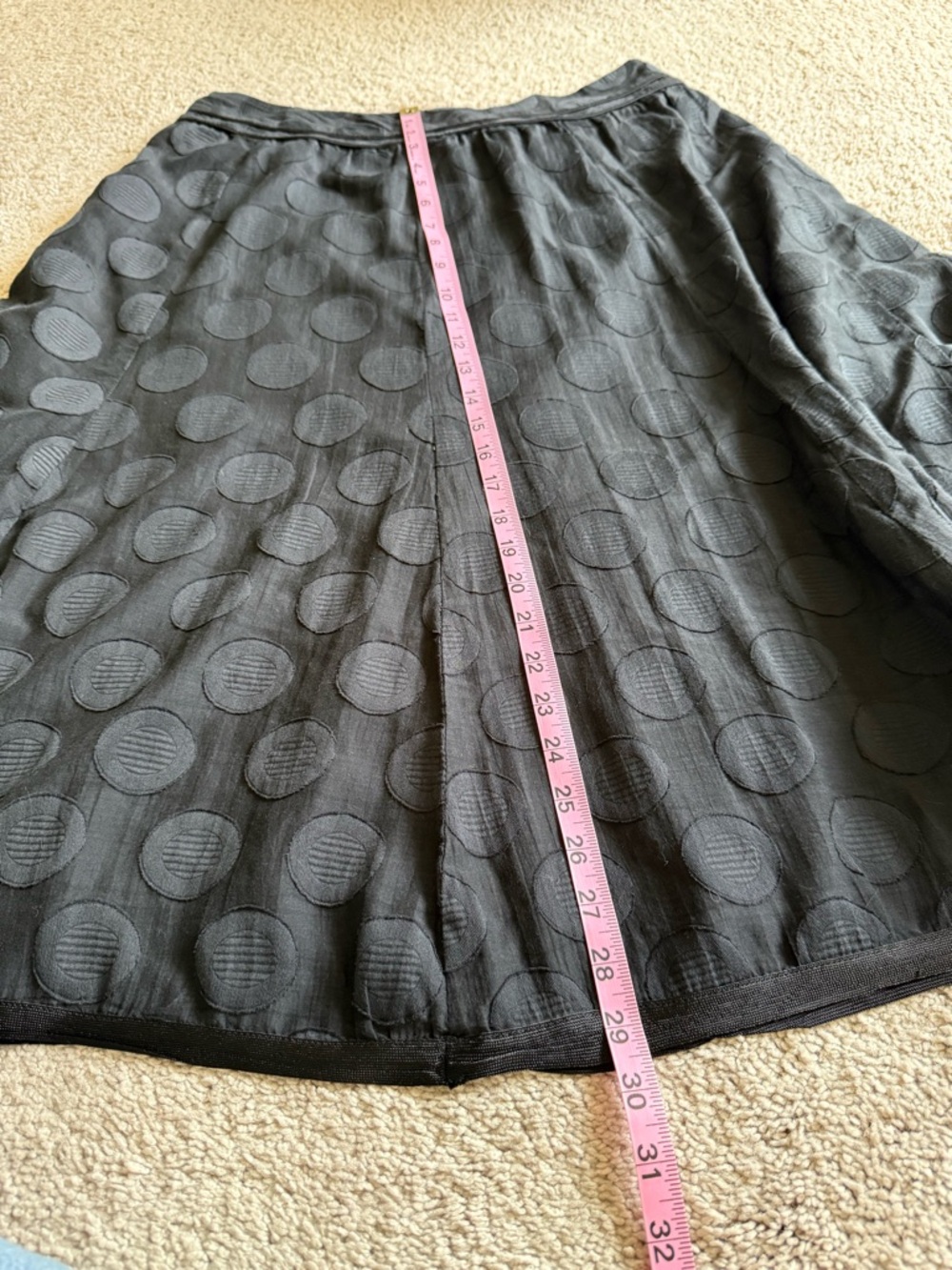 Talbots Black A-Line Midi Skirt with Textured Dot Pattern - Picture 5 of 7